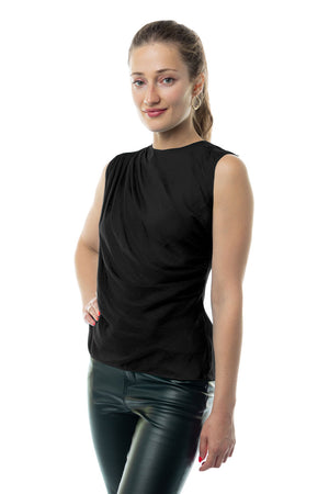 Shirred Gathered Detail Satin Tank