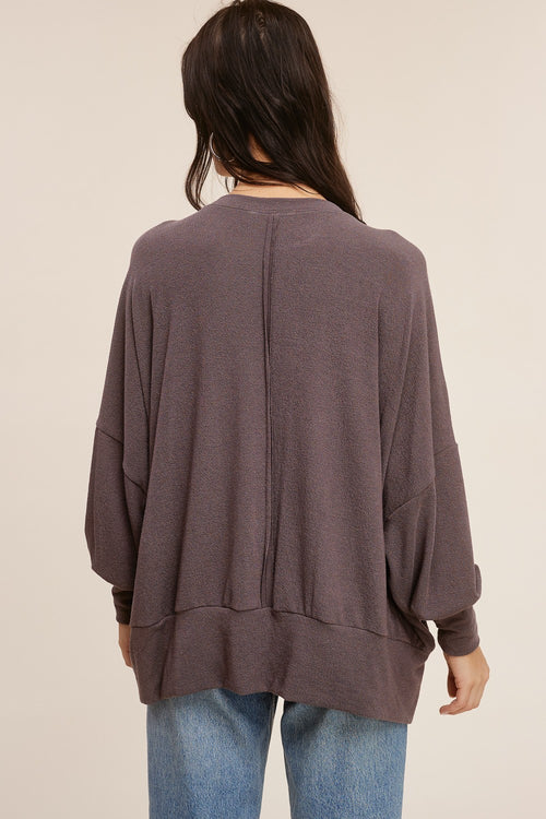 L/S Pieced Oversized Crep Hacci Top