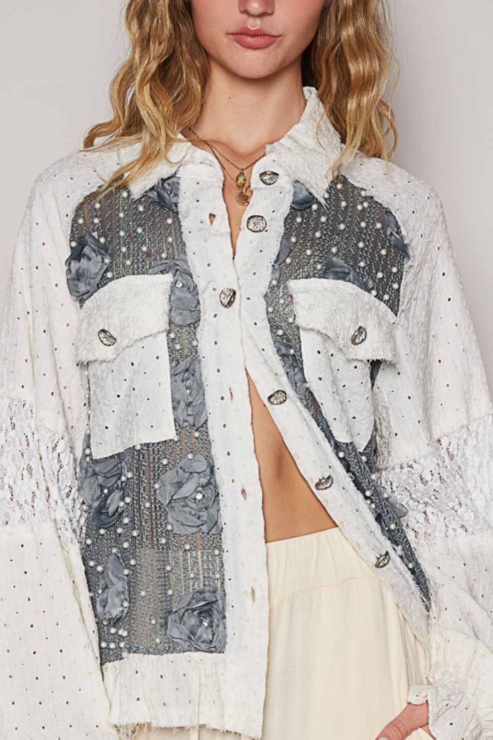 Eyelet Lace Patchwork Shirt