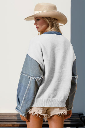 Star Pattern Raw Edge Sweater