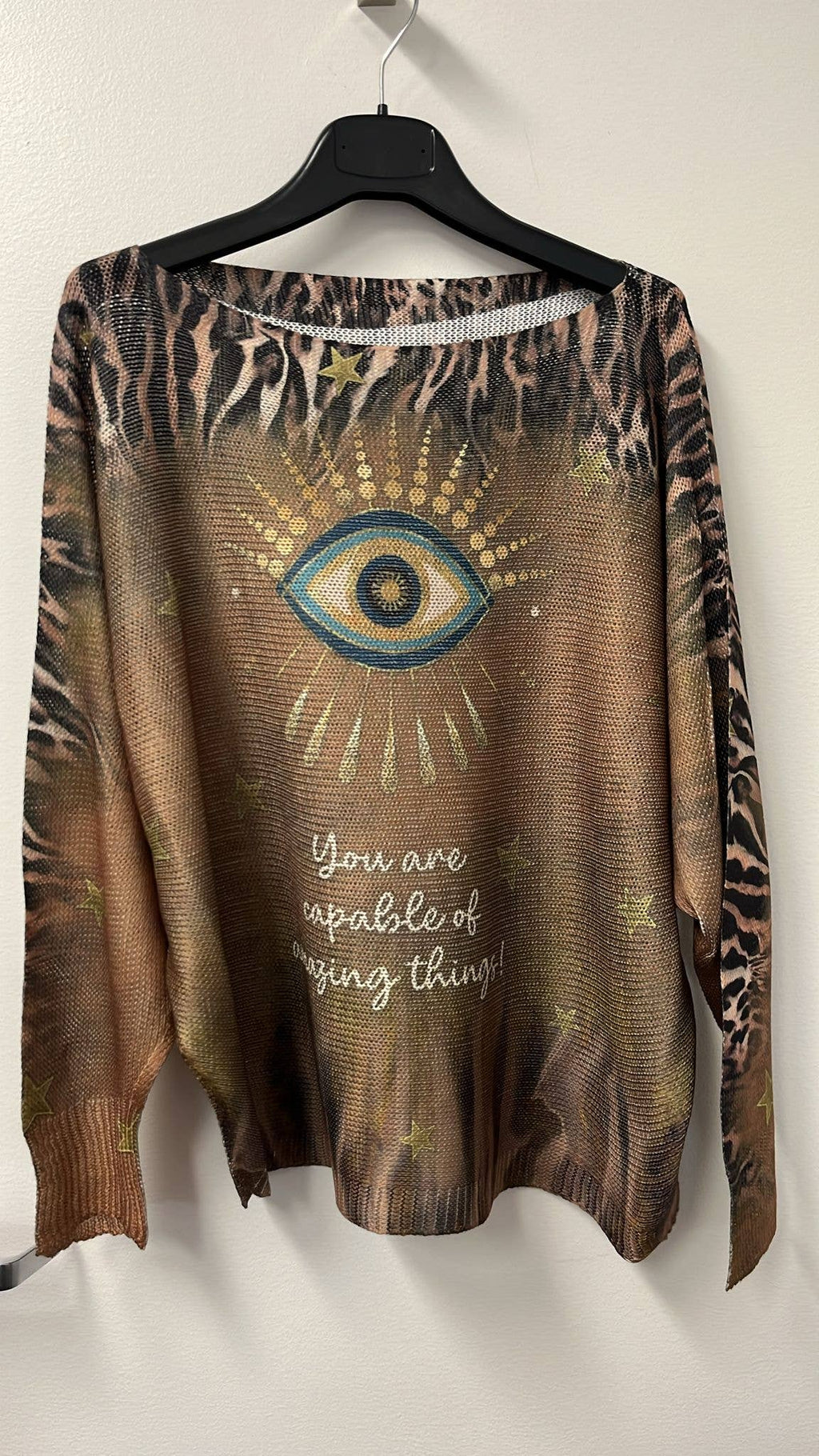 Evil Eye Knit Printed Sweater
