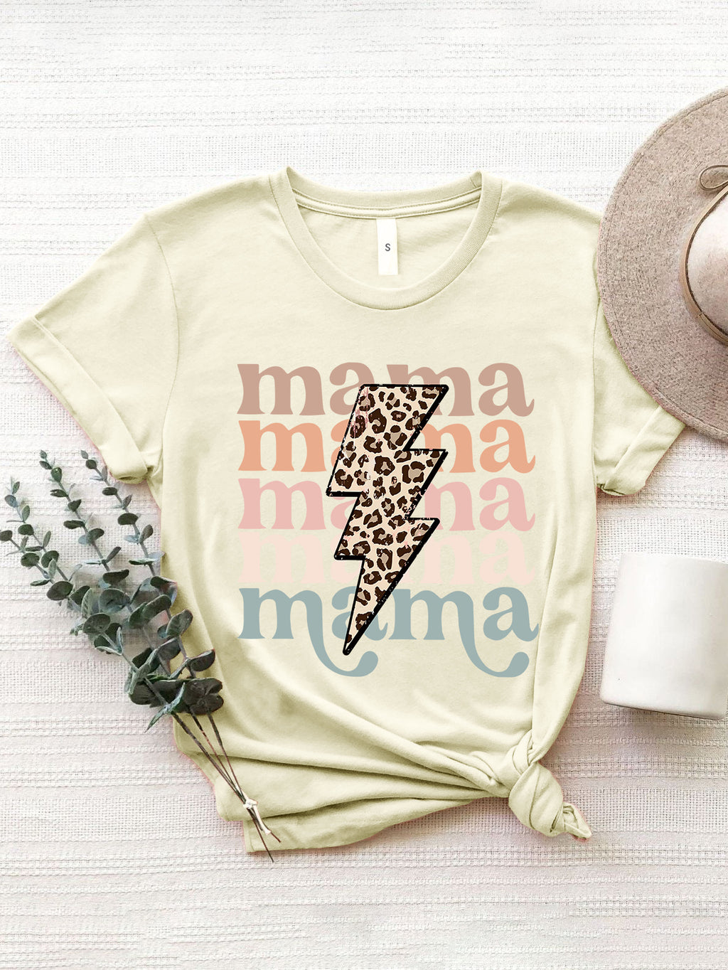 MAMA Round Neck Bolt Short Sleeve T-Shirt