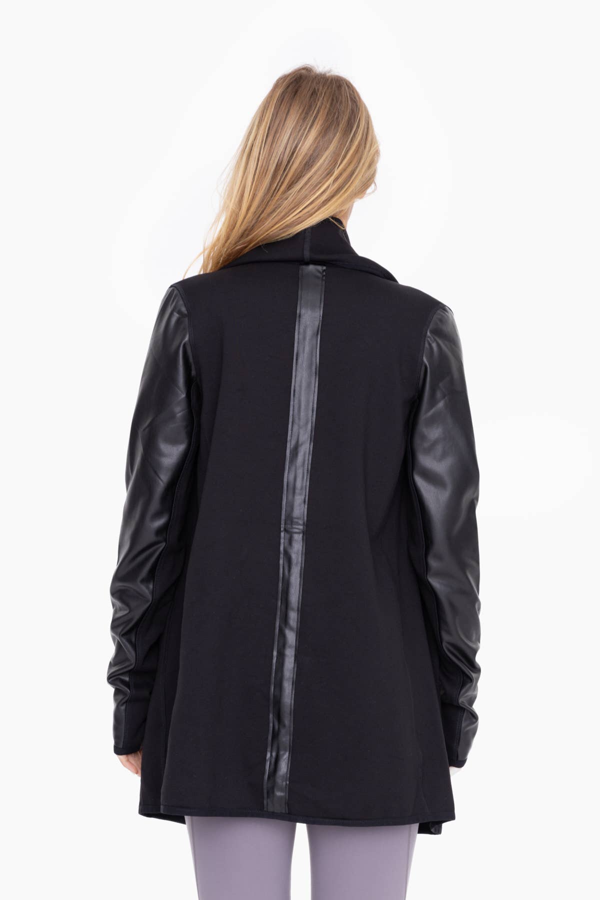 Leather Detail Thumb Hole Cardigan