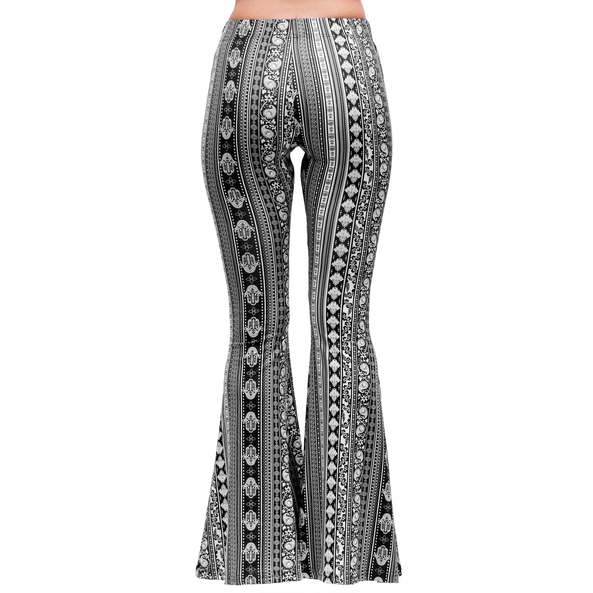 Black/White Paisley Bohemian Bell Bottoms