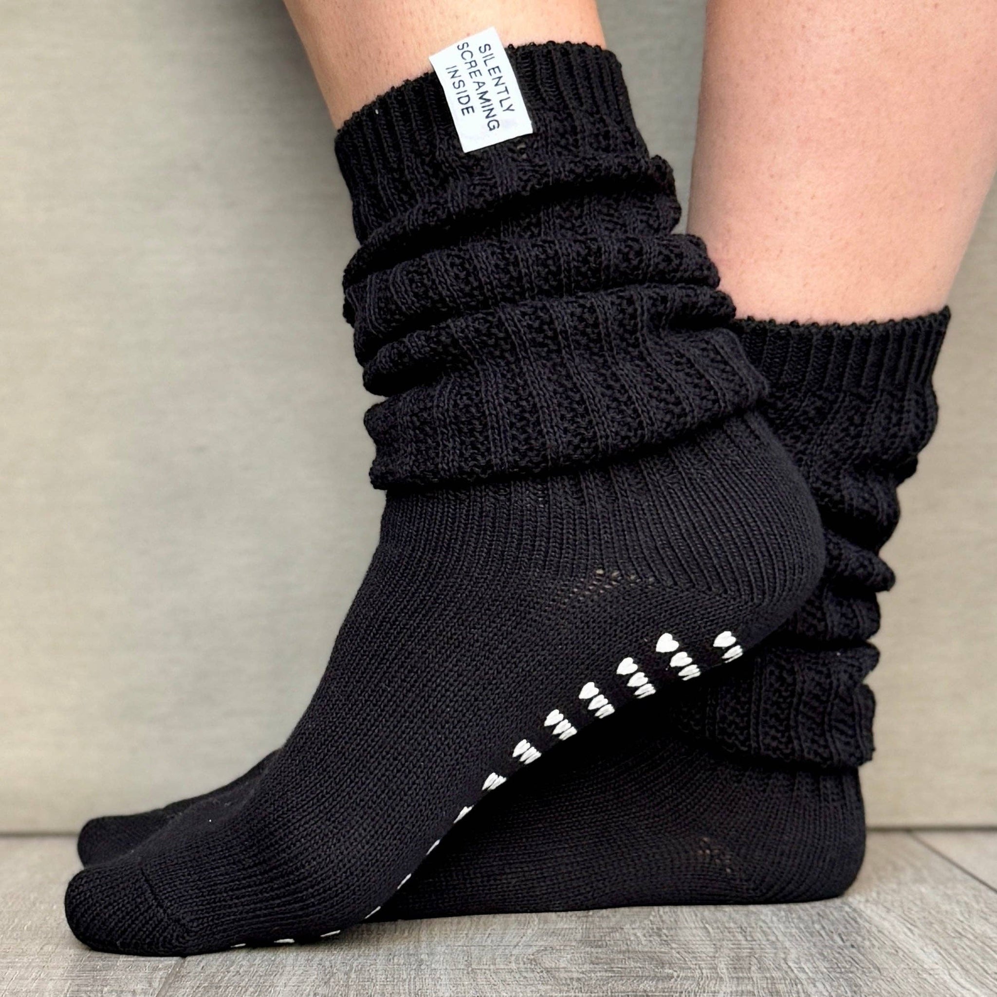 Silently Screaming Inside Slouch Grip Sock – Femmebot Clothing