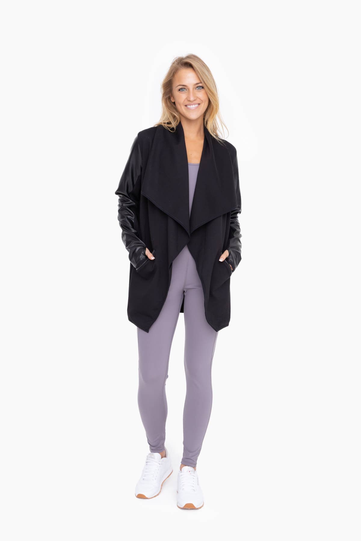 Leather Detail Thumb Hole Cardigan