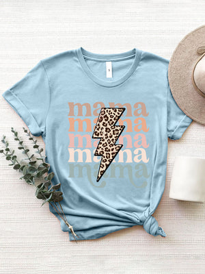 MAMA Round Neck Bolt Short Sleeve T-Shirt