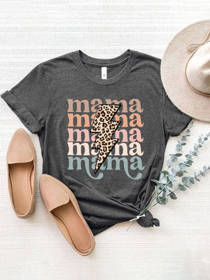 MAMA Round Neck Bolt Short Sleeve T-Shirt