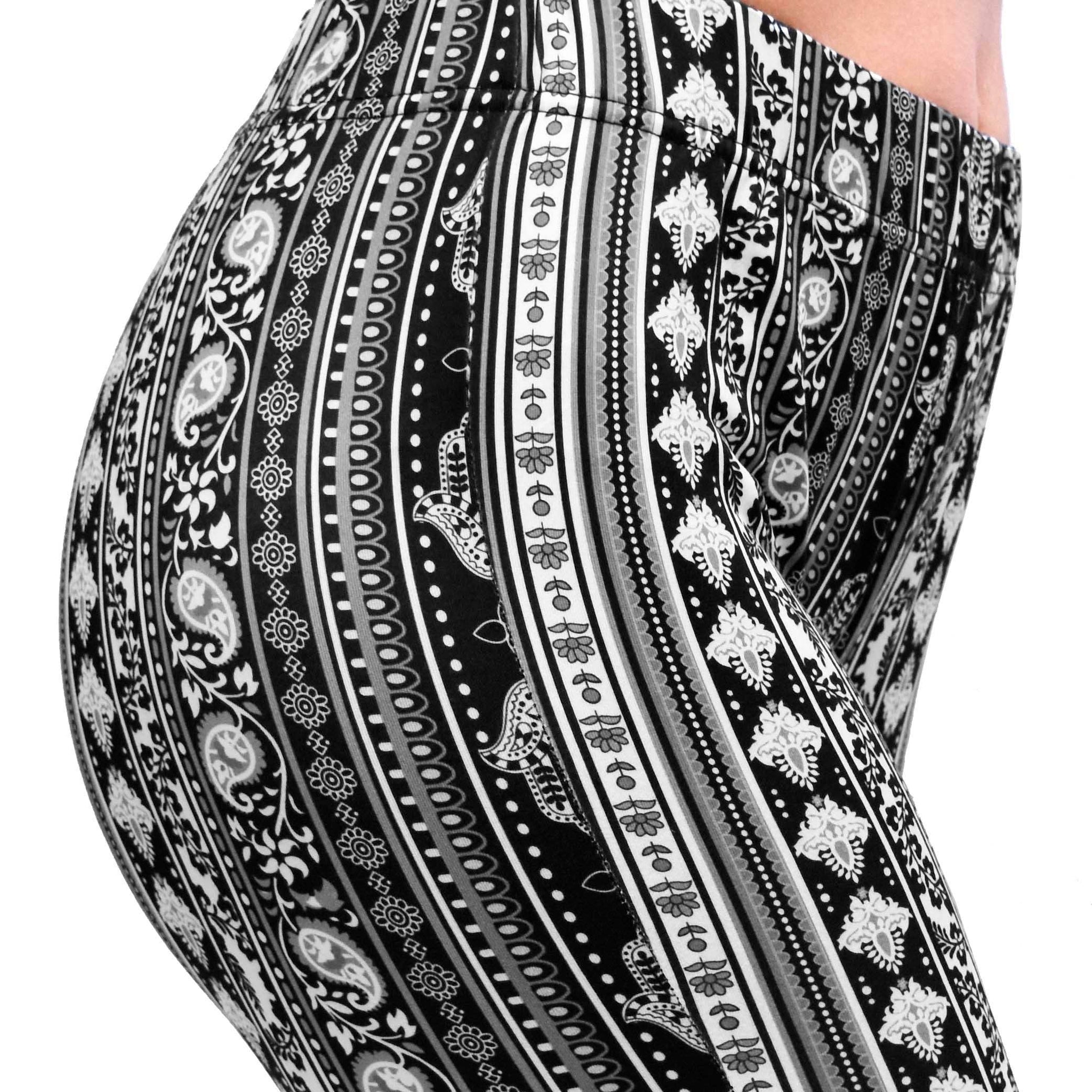 Black/White Paisley Bohemian Bell Bottoms
