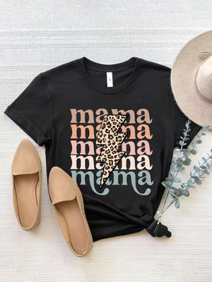 MAMA Round Neck Bolt Short Sleeve T-Shirt