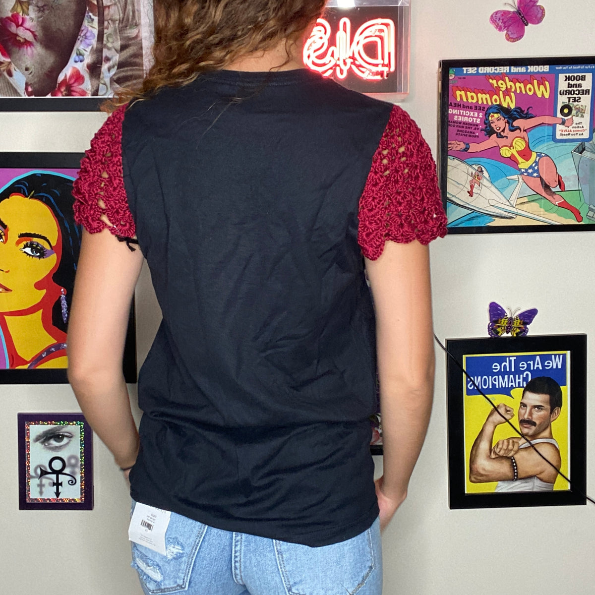 OOAK Led Zeppelin Crochet Flutter Sleeve Top – Femmebot Clothing