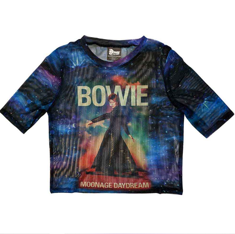 David Bowie Ladies Mesh Crop Top featuring the 'Moonage"