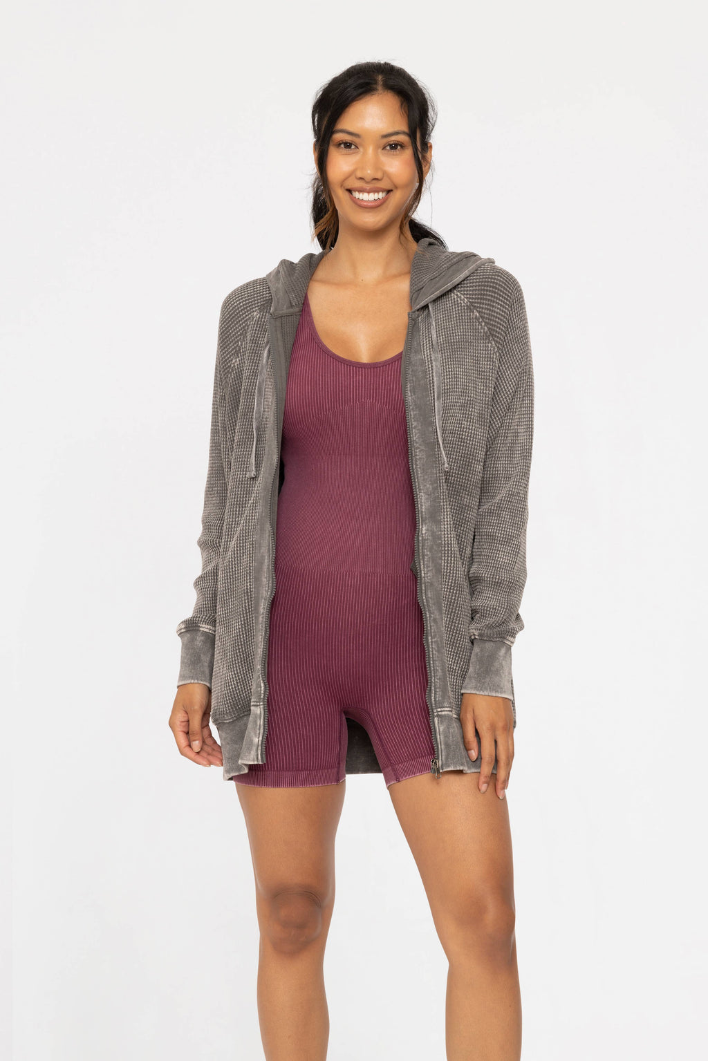 Oversized Mineral-Washed Hooded Jacket