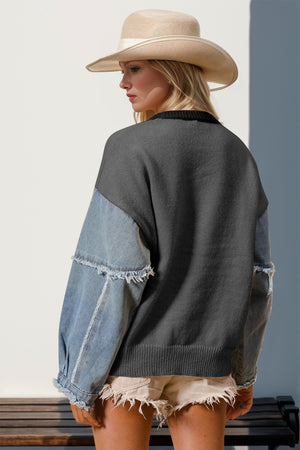 Star Pattern Raw Edge Sweater