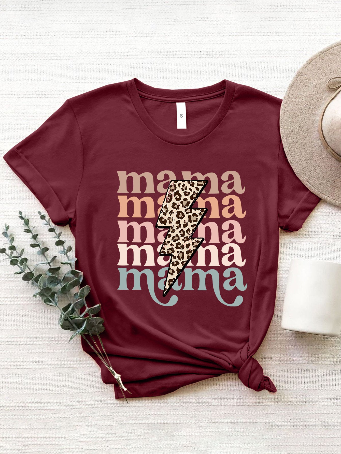 MAMA Round Neck Bolt Short Sleeve T-Shirt
