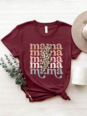 MAMA Round Neck Bolt Short Sleeve T-Shirt
