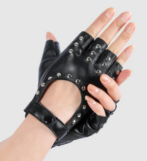 Vegan Leather Studded Gloves