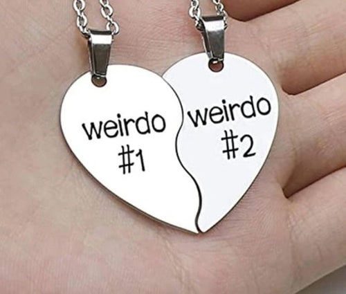 Couple Letter Graphic Heart Charm Necklace