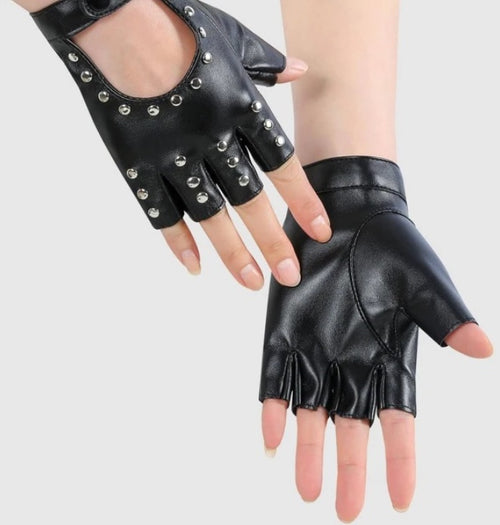 Vegan Leather Studded Gloves