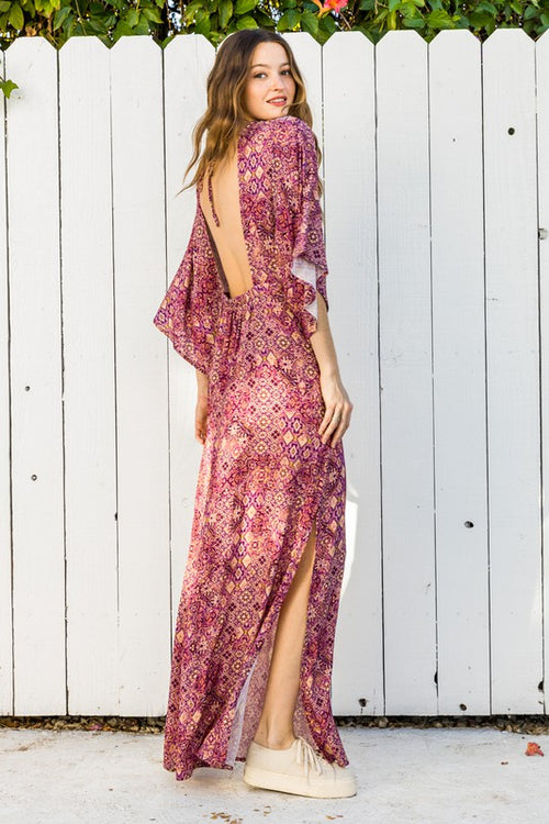 Open Back Embroidered Maxi Dress