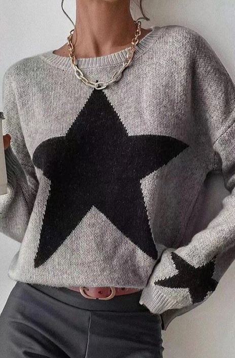 Round Neck Star Sweater